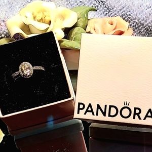 Like New PANDORA "Vintage Elegance" Ring Sterling, 191017CZ Sz 54 (7)